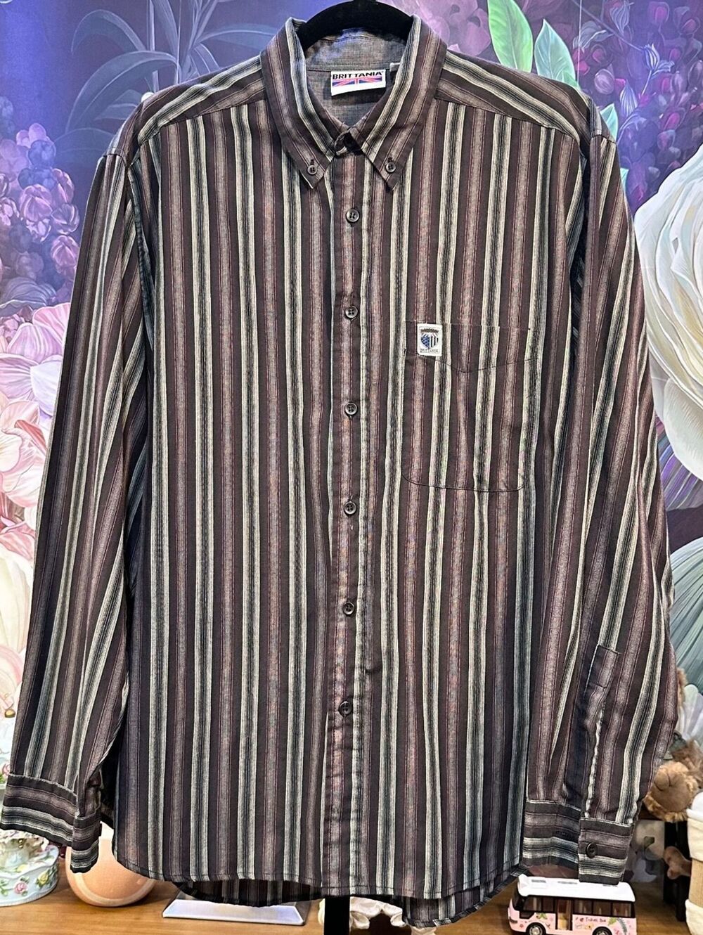 Brittania L Button-Down Shirt Striped Casual Classic Heritage
